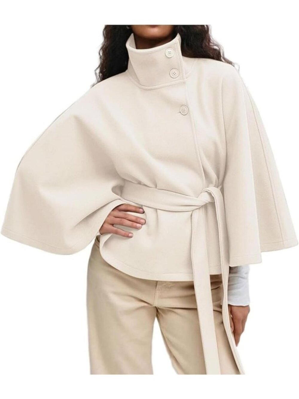 Cozy Women's Batwing Sleeve Poncho Coat - Stylish Winter Cape Jacket